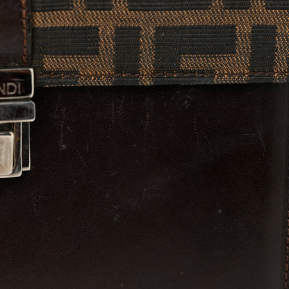 Fendi Zucca Calfskin Flap Clutch Tobacco Black 14 of 22
