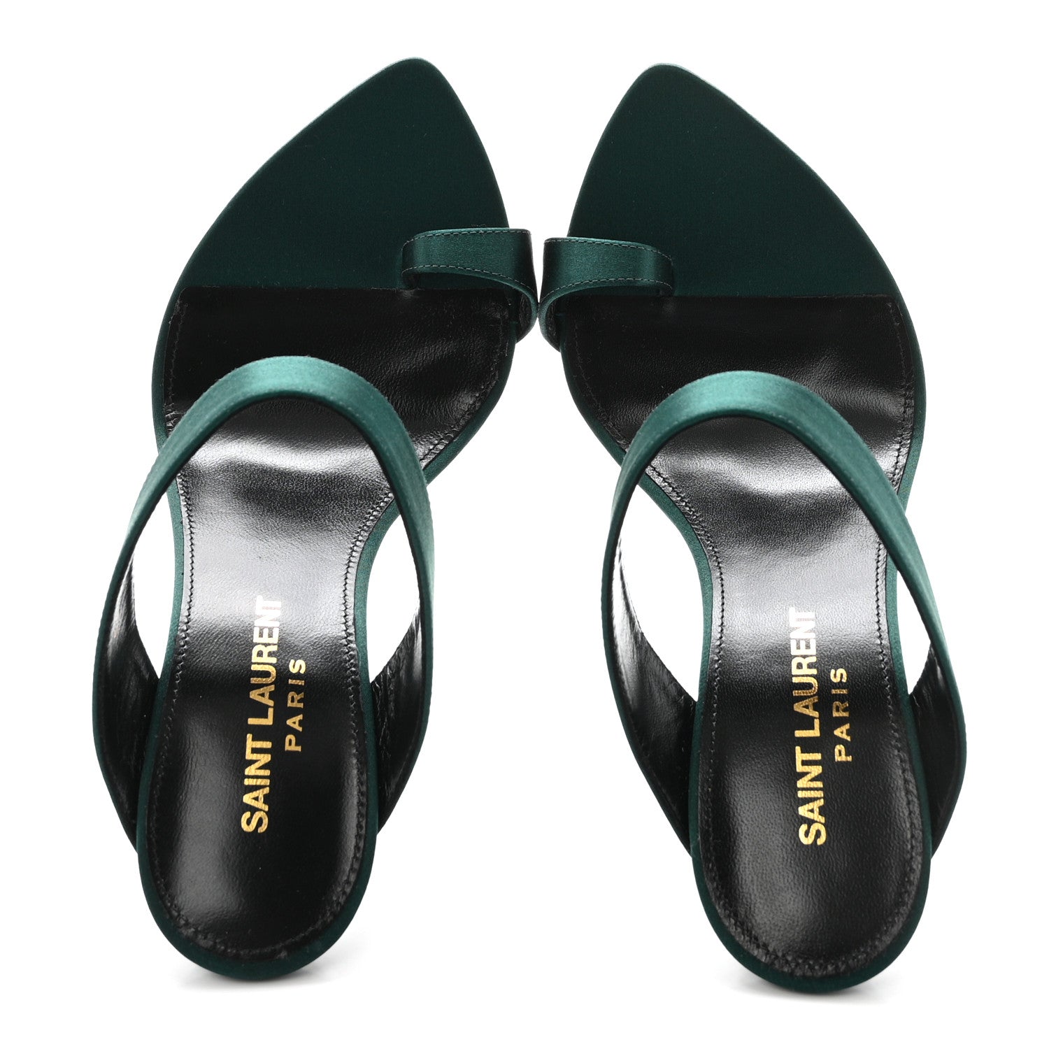 Saint Laurent Crepe Satin Martha Mule 110 Sandals 35.5 Dorian Green 2 of 10