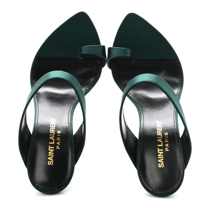 Saint Laurent Crepe Satin Martha Mule 110 Sandals 35.5 Dorian Green 2 of 10