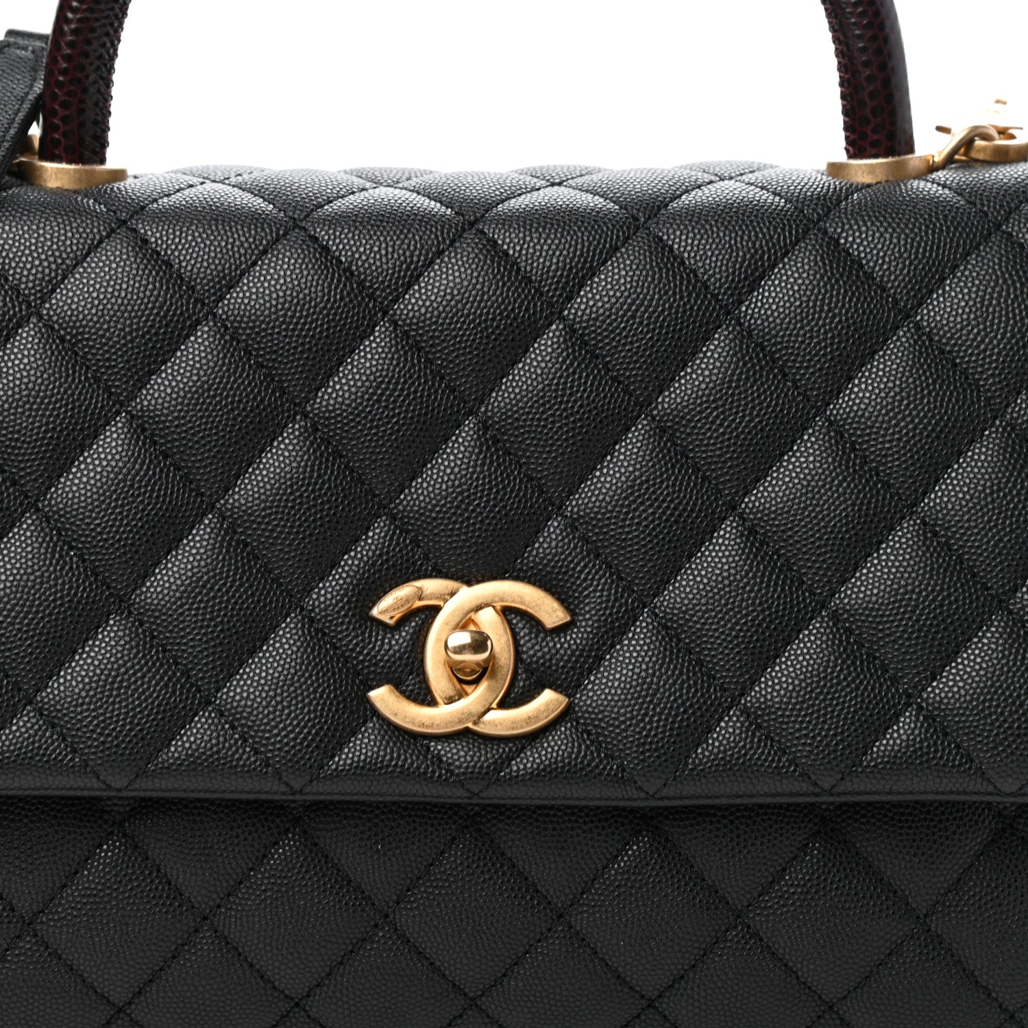 Chanel Caviar Lizard Embossed Quilted Small Coco Handle Flap Black 10 of 10
