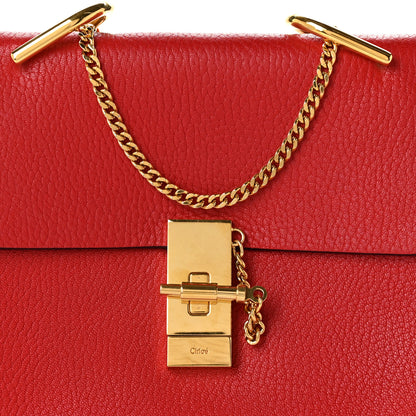 Chloe Grained Lambskin Mini Drew Shoulder Bag Plaid Red 7 of 10