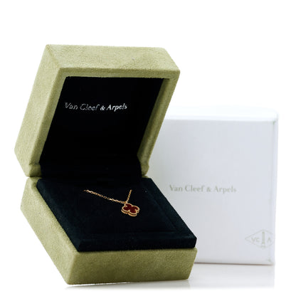 Van Cleef & Arpels 18K Rose Gold Carnelian Sweet Alhambra Pendant Necklace 5 of 5