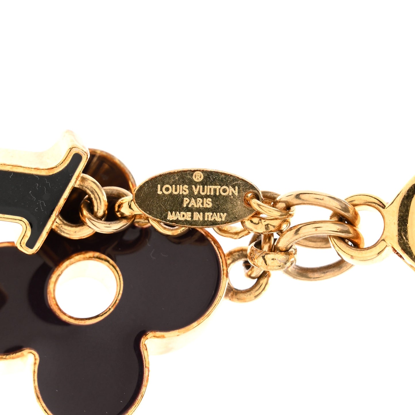 Metal Enamel Fleur De Monogram Bag Charm Dore