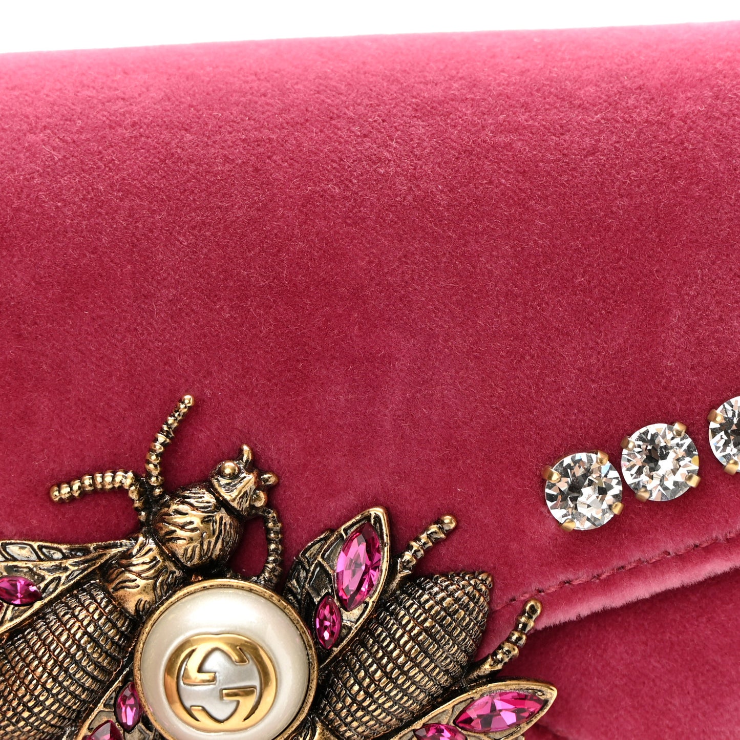 Velvet Crystal Mini Bee Broadway Shoulder Bag Light Raspberry Rose