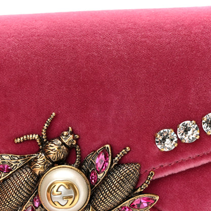Gucci Velvet Crystal Mini Bee Broadway Shoulder Bag Light Raspberry Rose 15 of 16