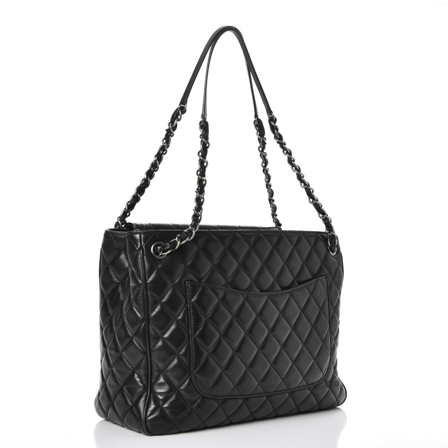 Chanel Lambskin Quilted Front Flap Tote Black 3 of 15