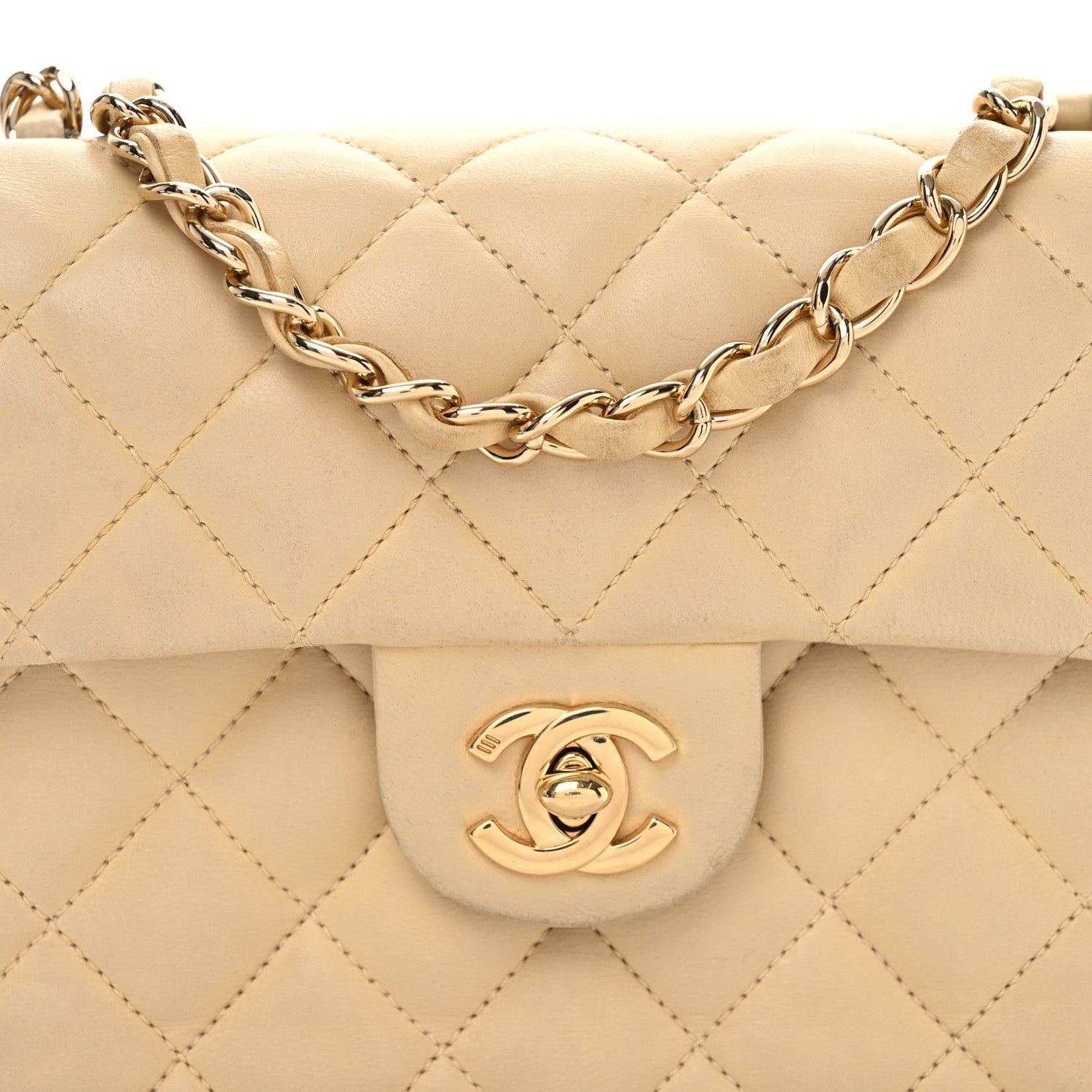 Chanel Lambskin Quilted Mini Square Flap Light Beige Beige 8 of 10