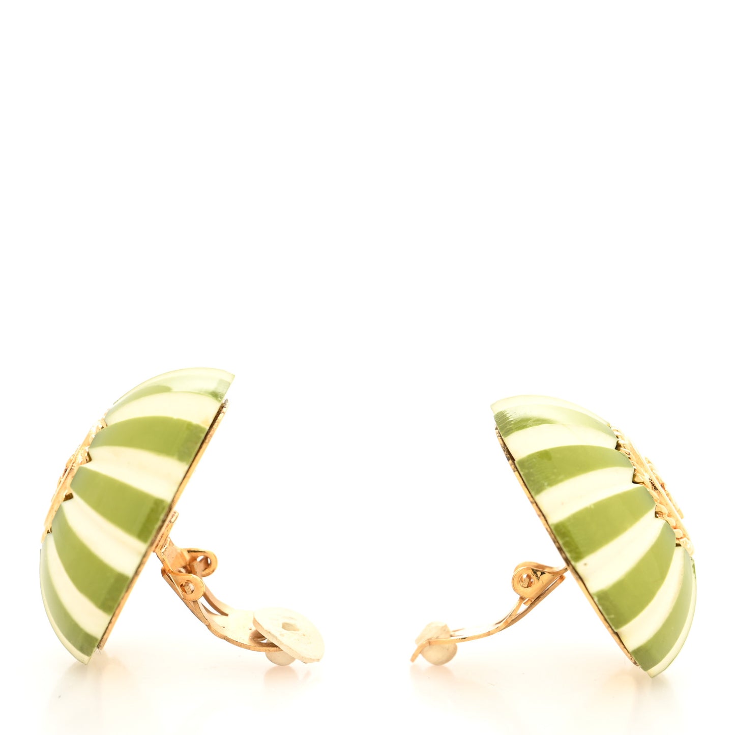 Enamel Shamrock Clip On Earrings Green Gold