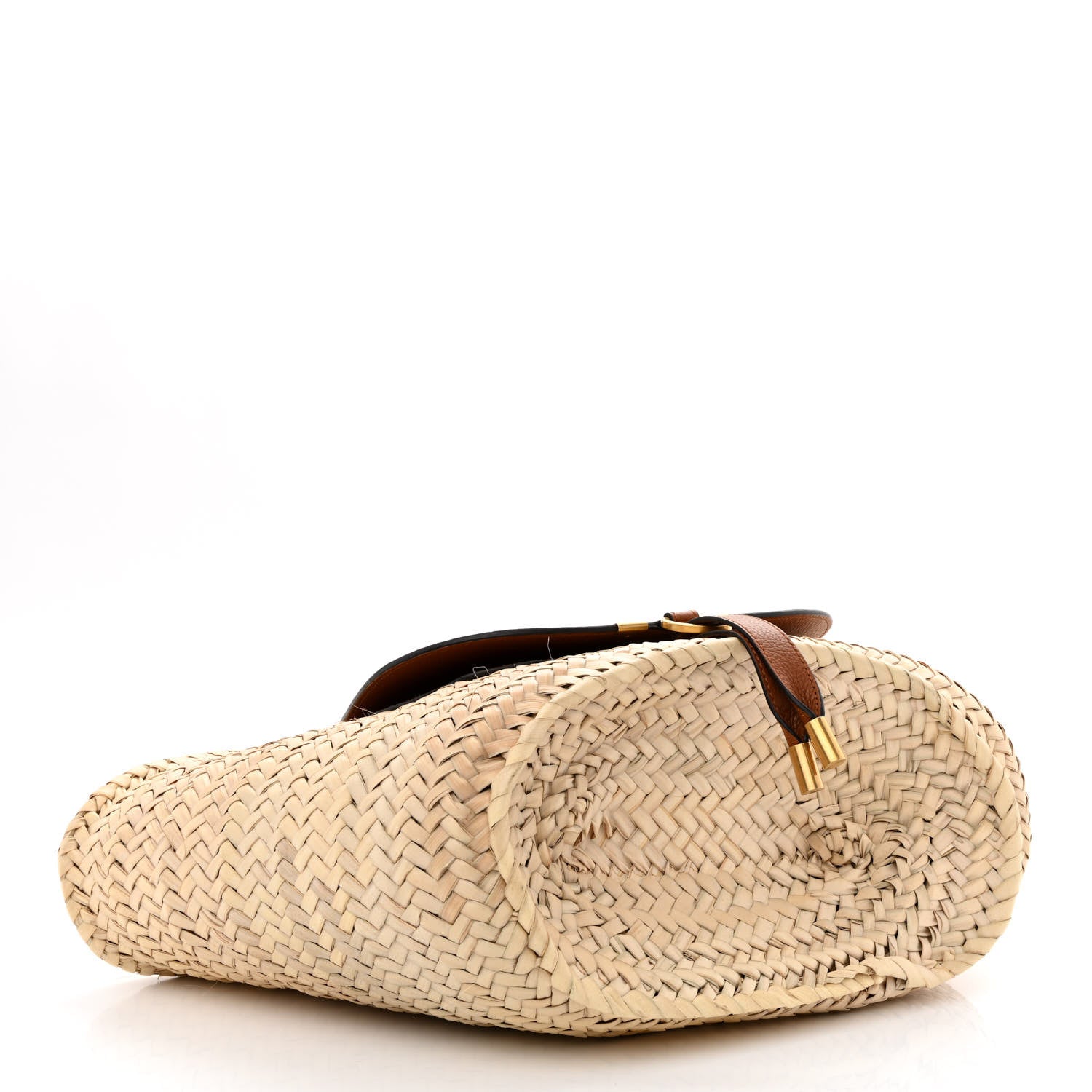 Chloe Raffia Small Grain Calfskin Medium Marcie Basket Tan 4 of 10