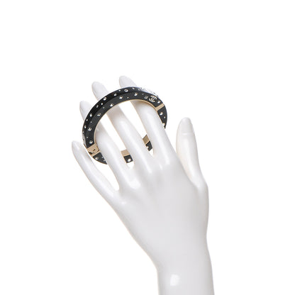Chanel Resin Crystal CC Bangle Black Gold 2 of 6