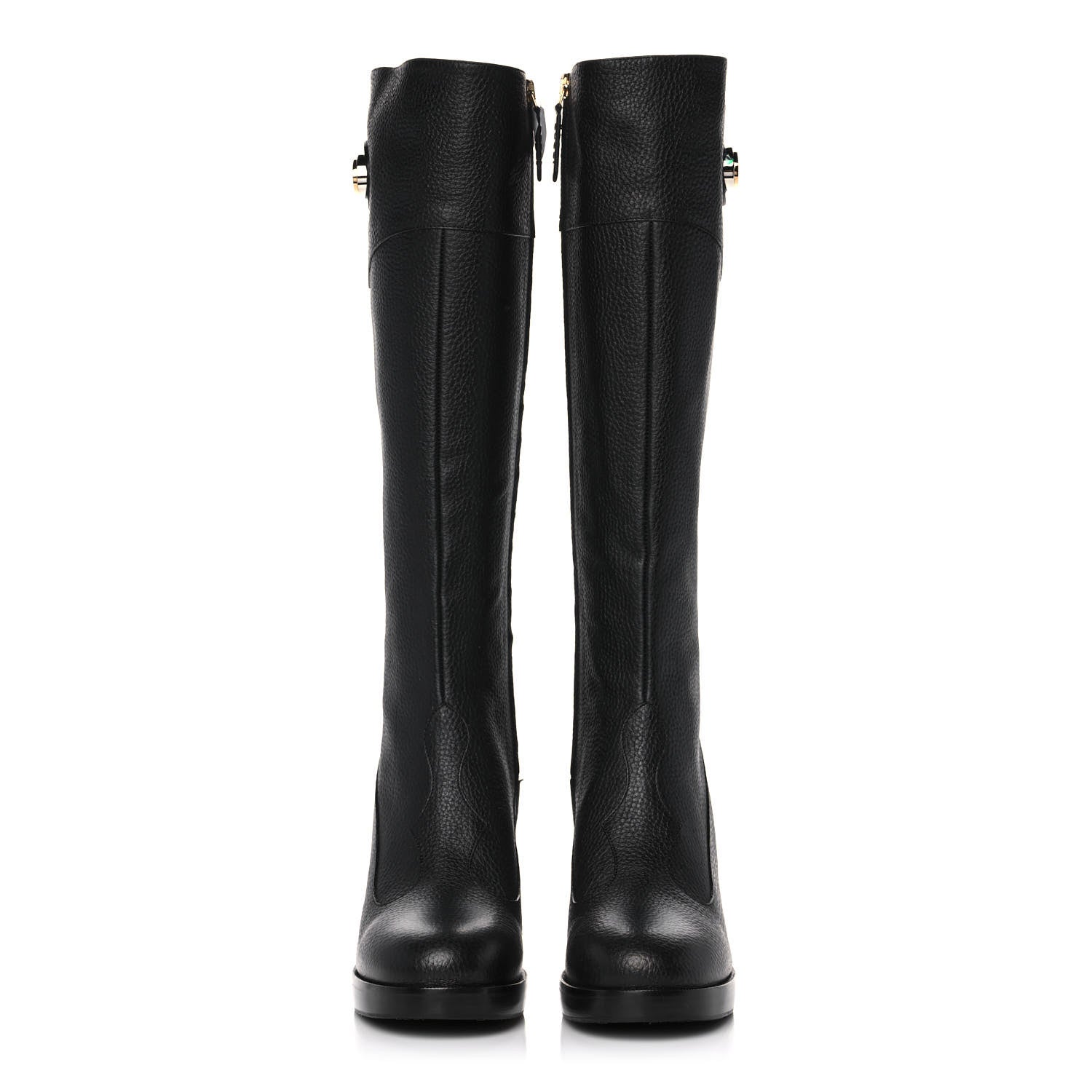 Gucci Austin Calfskin Interlocking G Knee High Boots 38.5 Black 2 of 12