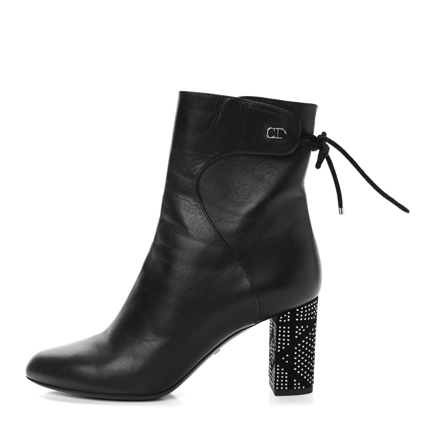 Calfskin Studded Stellar Ankle Boots 39 Black
