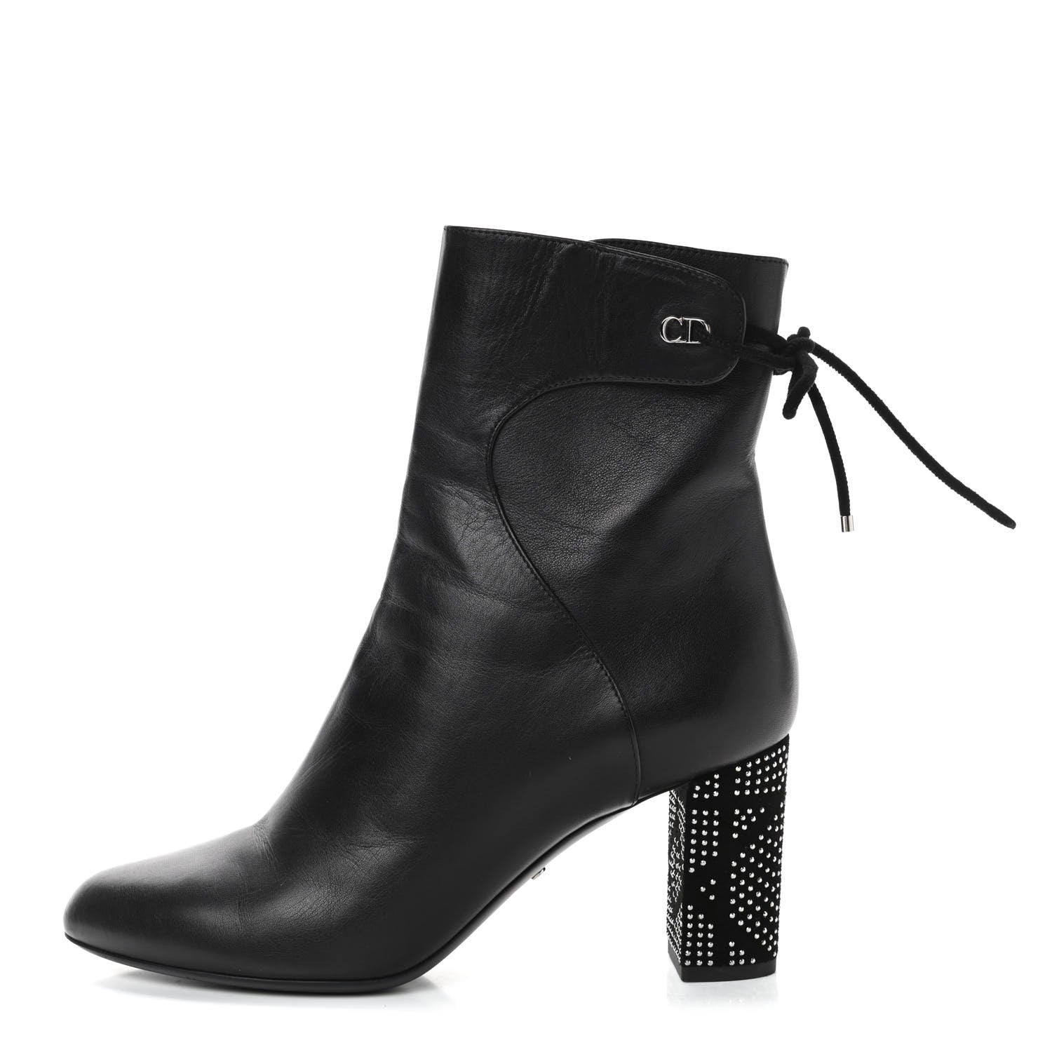 Christian Dior Calfskin Studded Stellar Ankle Boots 39 Black 1 of 4