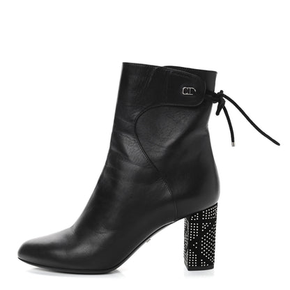 Christian Dior Calfskin Studded Stellar Ankle Boots 39 Black 1 of 4