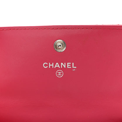 Chanel Patent Quilted Double Stitched Flap Card Holder Dark Pink 6 of 9
