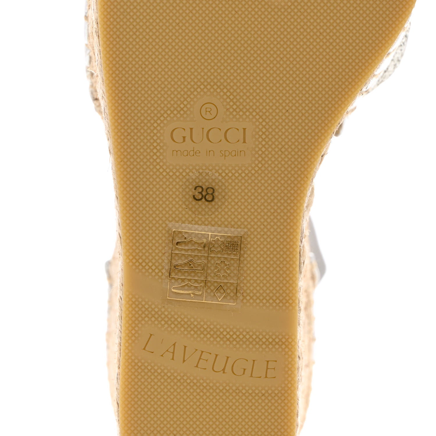 Gucci Lame GG Monogram Ankle Wrap Platform Espadrille Wedges 38 Silver Beige Light Grey 8 of 9