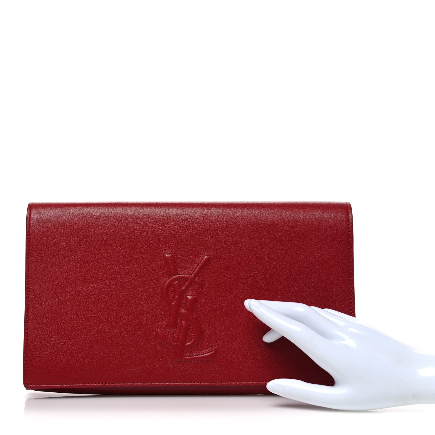 Saint Laurent Calfskin Monogram Large Belle De Jour Clutch Red 2 of 7