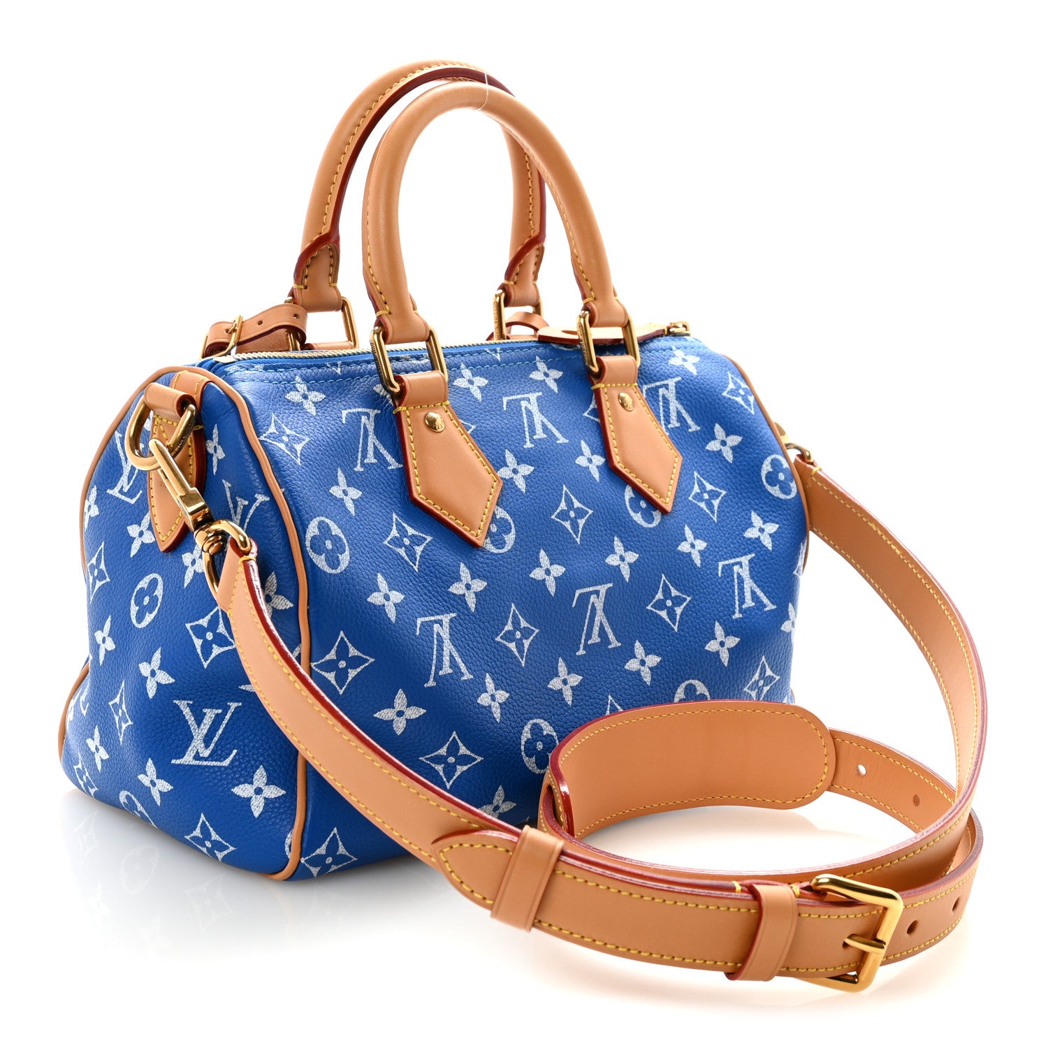 Louis Vuitton Calfskin Monogram Speedy P9 Bandouliere 25 Blue 4 of 10