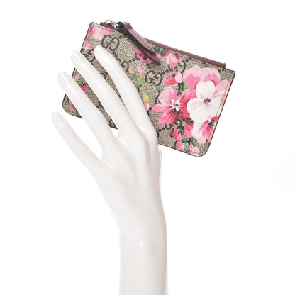 Gucci GG Supreme Monogram Blooms Key Ring Coin Case Beige Multicolor Dry Rose 2 of 6