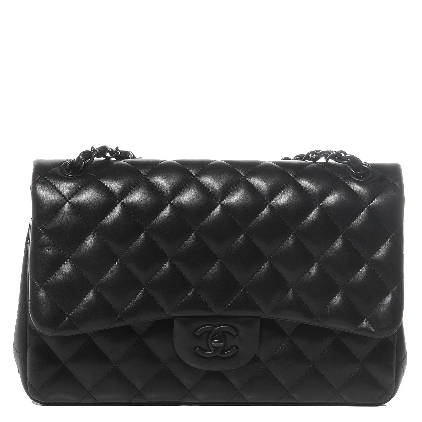 Lambskin Quilted Jumbo Double Flap So Black