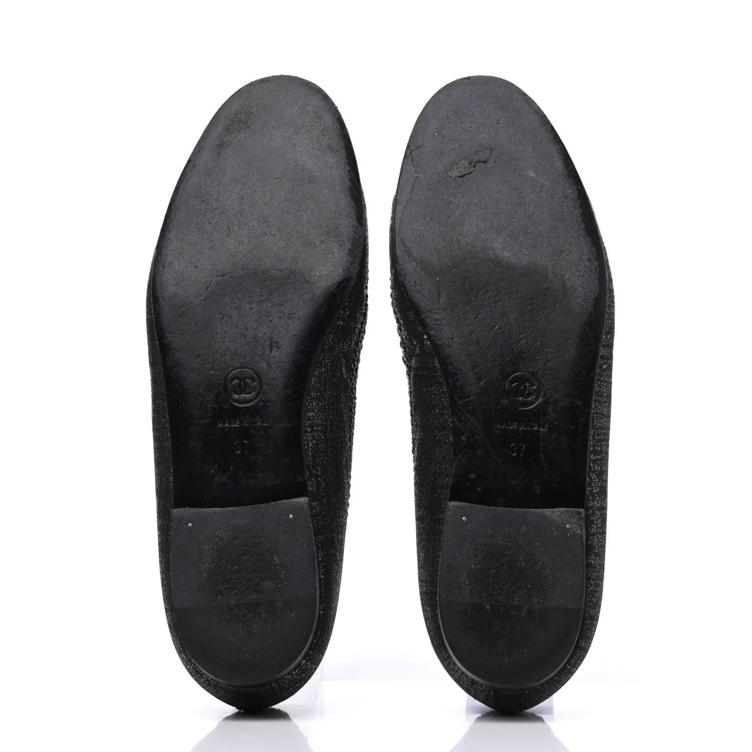 Chanel Tweed Patent Cap Toe Ballerina Flats 37 Black 5 of 23