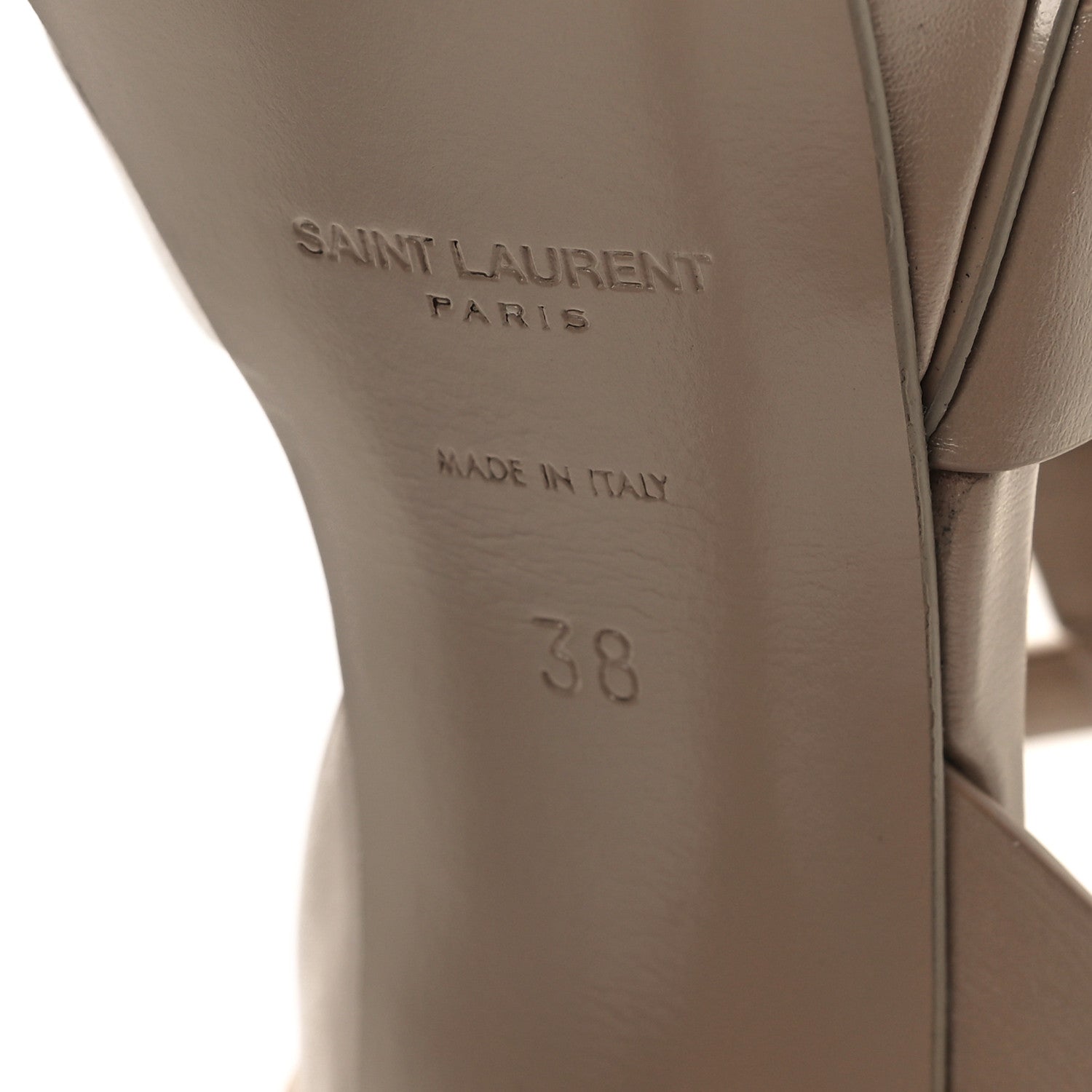 Saint Laurent Calfskin Tribute 75 Platform Sandals 38 Dark Beige 7 of 10