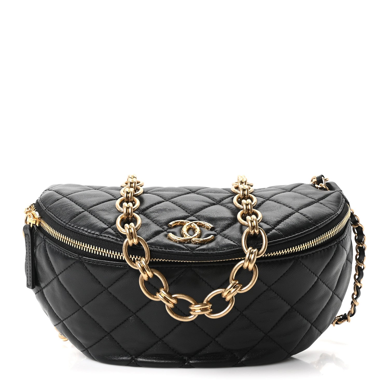 Chanel Lambskin Pearl Quilted CC Belt Bag Black 1 of 9
