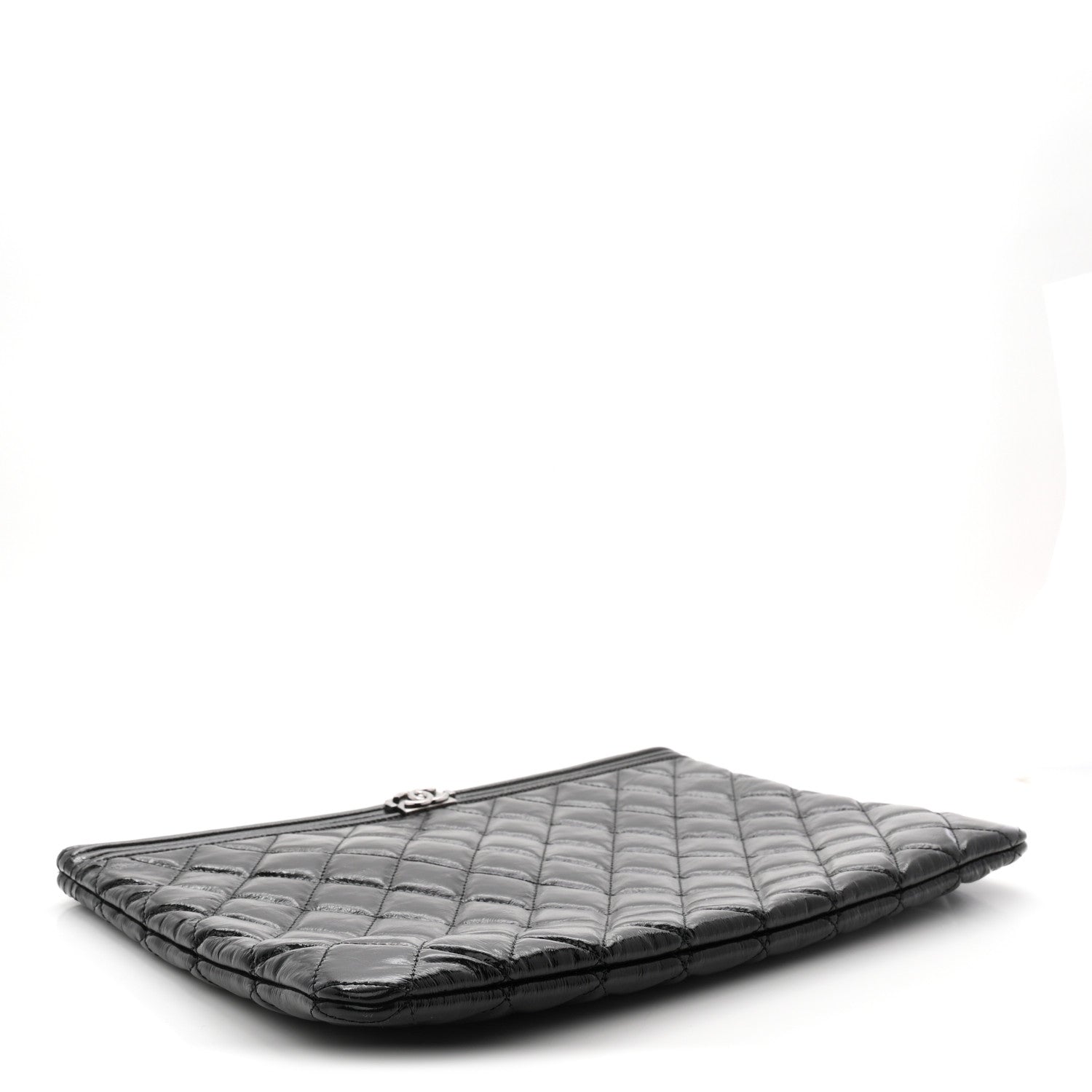 Chanel Patent Calfskin Quilted Medium Boy Cosmetic Case Black 4 of 7