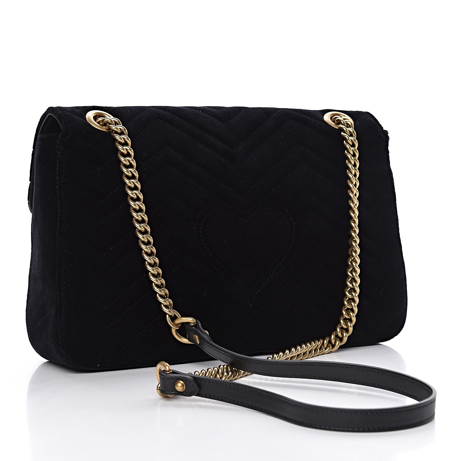 Gucci Velvet Matelasse Medium GG Marmont Shoulder Bag Black 3 of 12