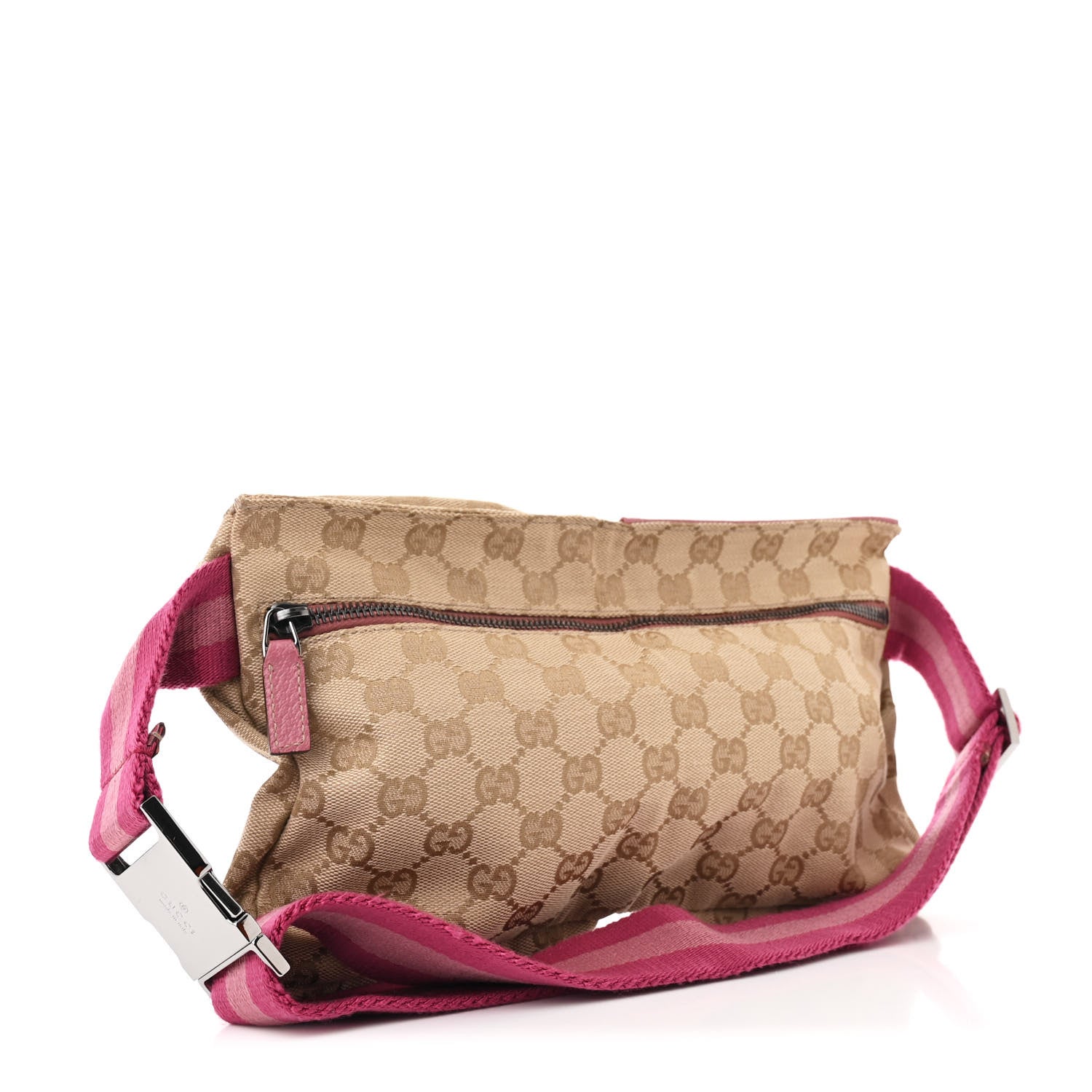Gucci GG Monogram Web Double Pocket Belt Bag Pink 3 of 10