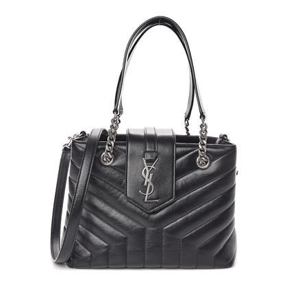 Saint Laurent Calfskin Y Quilted Monogram Small Loulou Shopper Black 1 of 10
