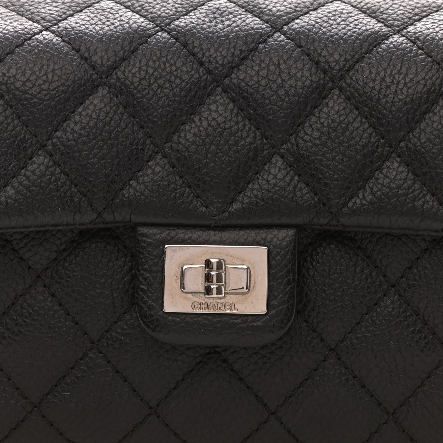 Grained Calfskin Quilted 2.55 Reissue Flap Belt Bag Clutch Black