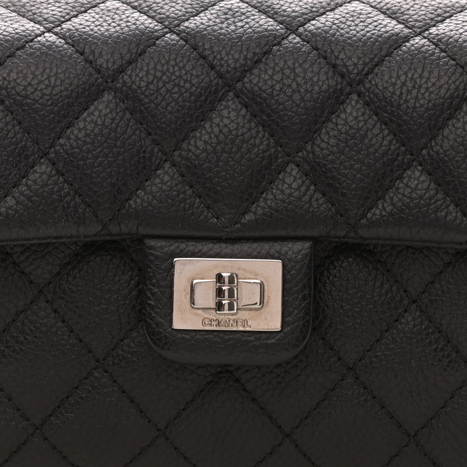 Chanel Grained Calfskin Quilted 2.55 Reissue Flap Belt Bag Clutch Black 9 of 10