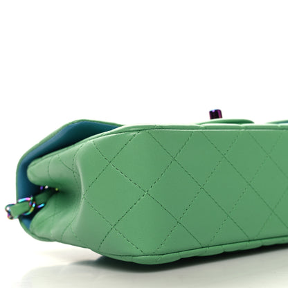 Chanel Lambskin Quilted Mini Rectangular Flap Green Blue 9 of 10