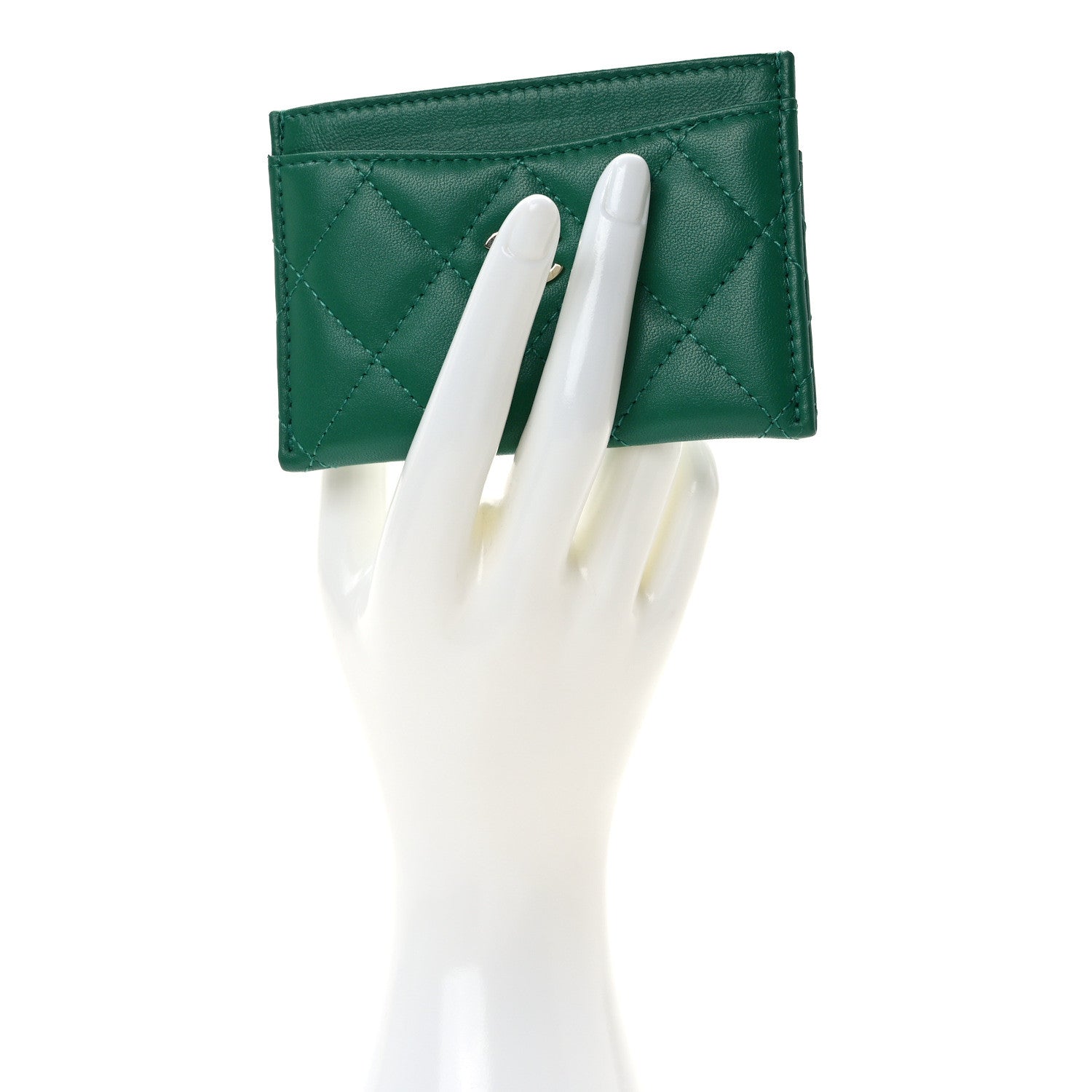 Chanel Lambskin Quilted Card Holder Green 2 of 9