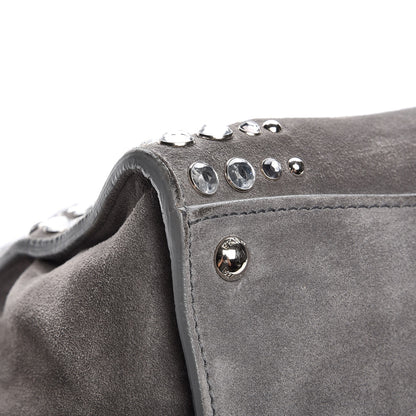 Prada Scamosciato Suede Studded Crystal Twin Pocket Tote Marmo 10 of 16