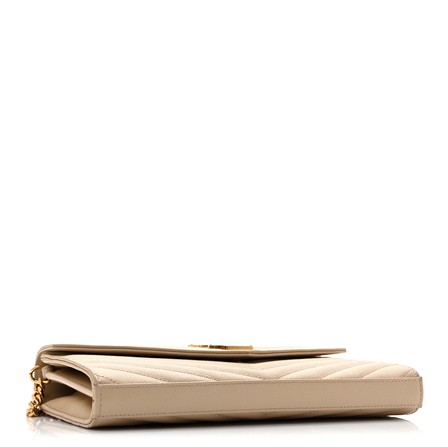 Grain De Poudre Matelasse Chevron Monogram Chain Wallet Dark Beige