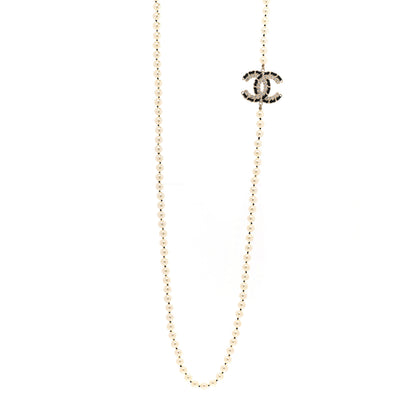 Chanel Pearl Lambskin CC Vintage Allure Necklace Gold 1 of 6