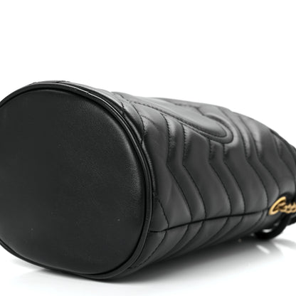 Gucci Calfskin Matelasse Mini GG Marmont 2.0 Bucket Bag Black 10 of 10