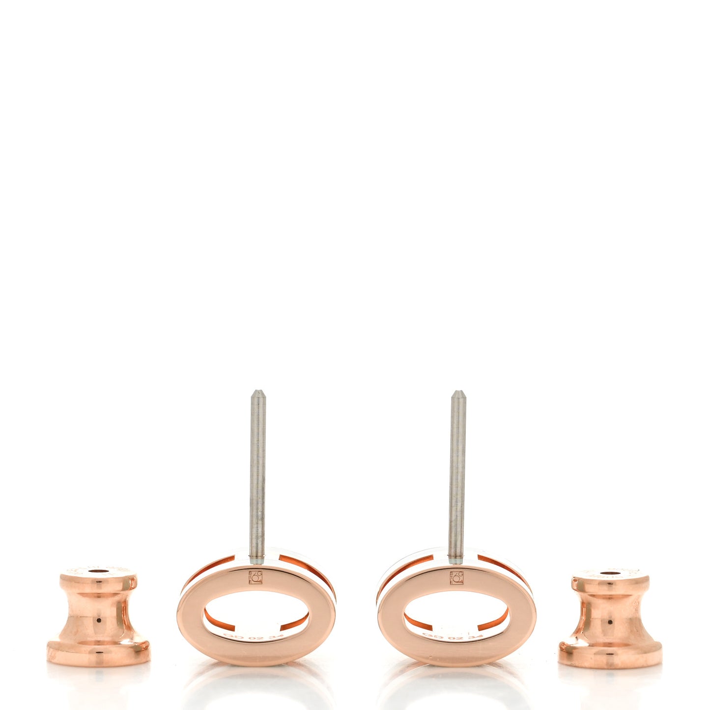 Rose Gold Lacquered Mini Pop H Earrings Bleu Zephyr