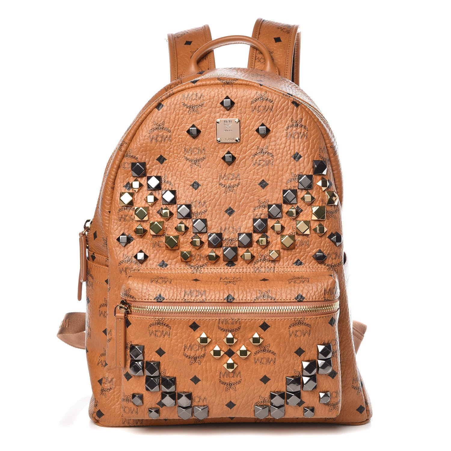 MCM Visetos Studded Medium Stark M Backpack Cognac 1 of 12