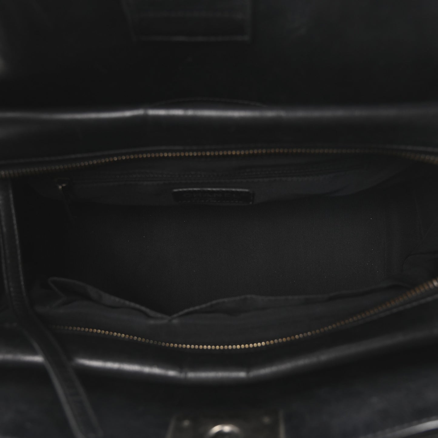 Calfskin Quilted Double Stitch Large Boy Tote Black