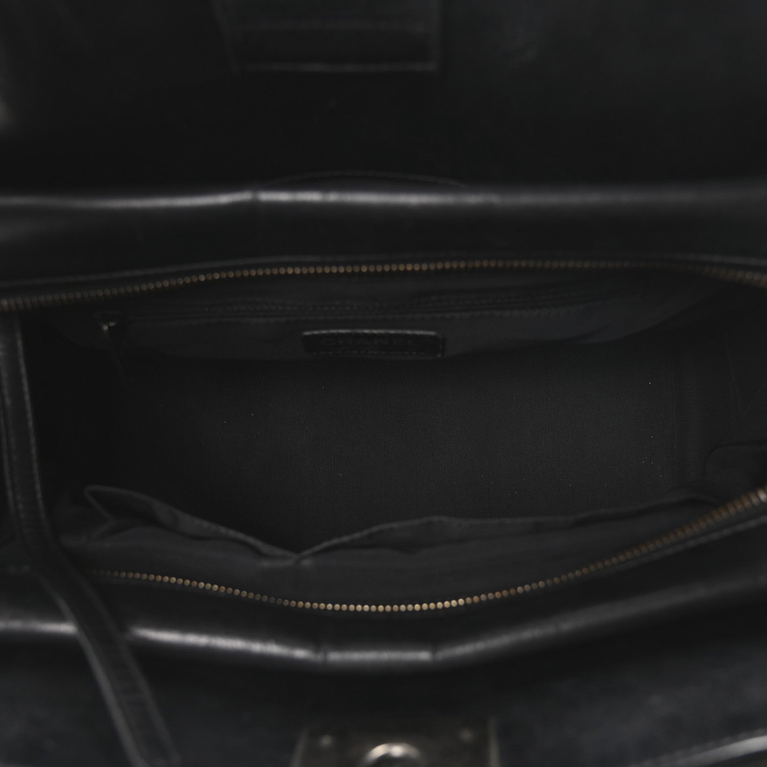 Chanel Calfskin Quilted Double Stitch Large Boy Tote Black 5 of 10