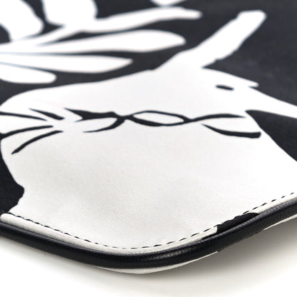 Alexander McQueen Silk Unicorn Print Skull Zip Pouch Black White 10 of 14