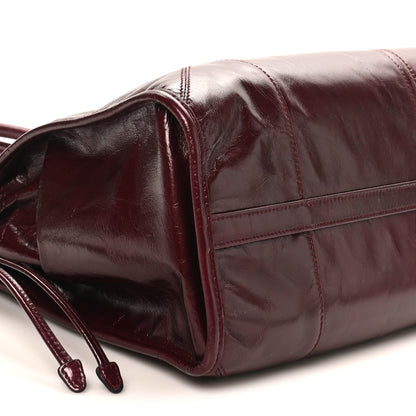 Prada Glossy Calfskin Triangle Large Bonnie Shoulder Bag Bordeaux 8 of 9