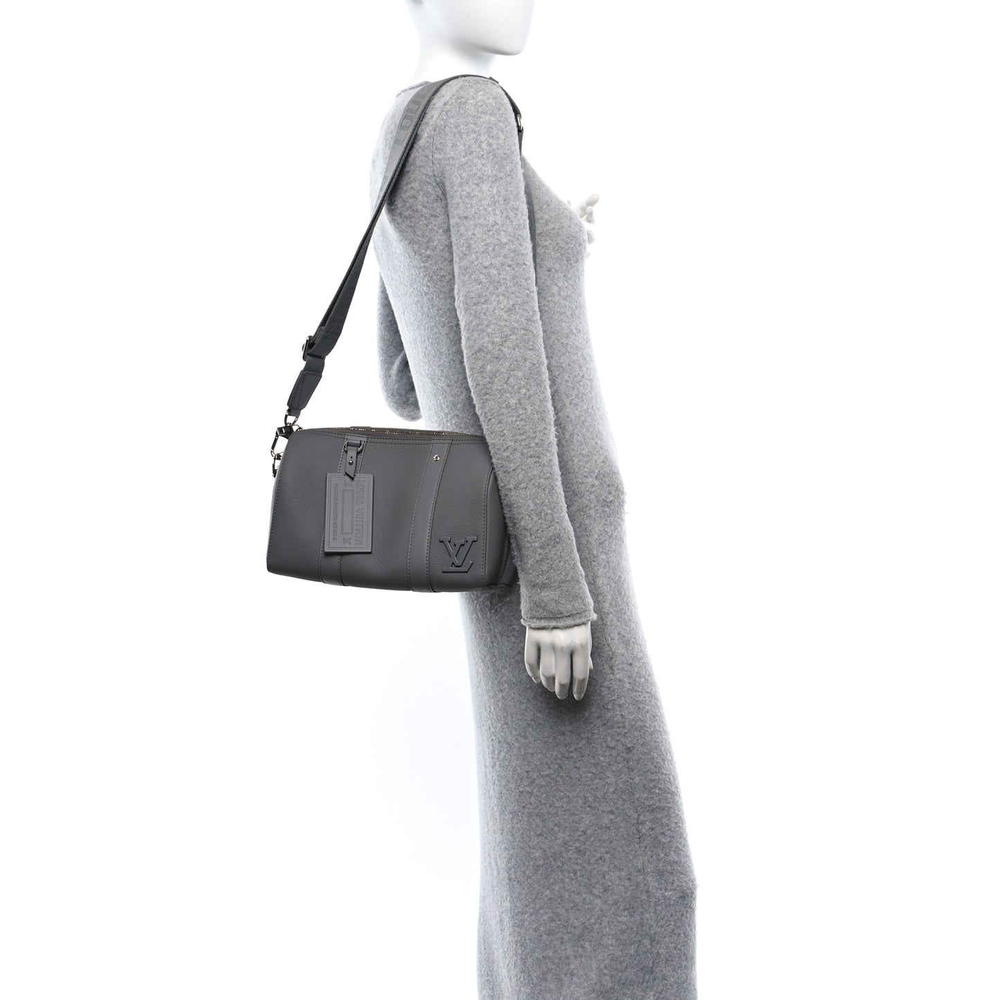 Grained Calfskin Aerogram City Keepall Gris