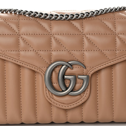 Gucci Calfskin Matelasse Aria GG Marmont Chain Wallet Camelia 7 of 9