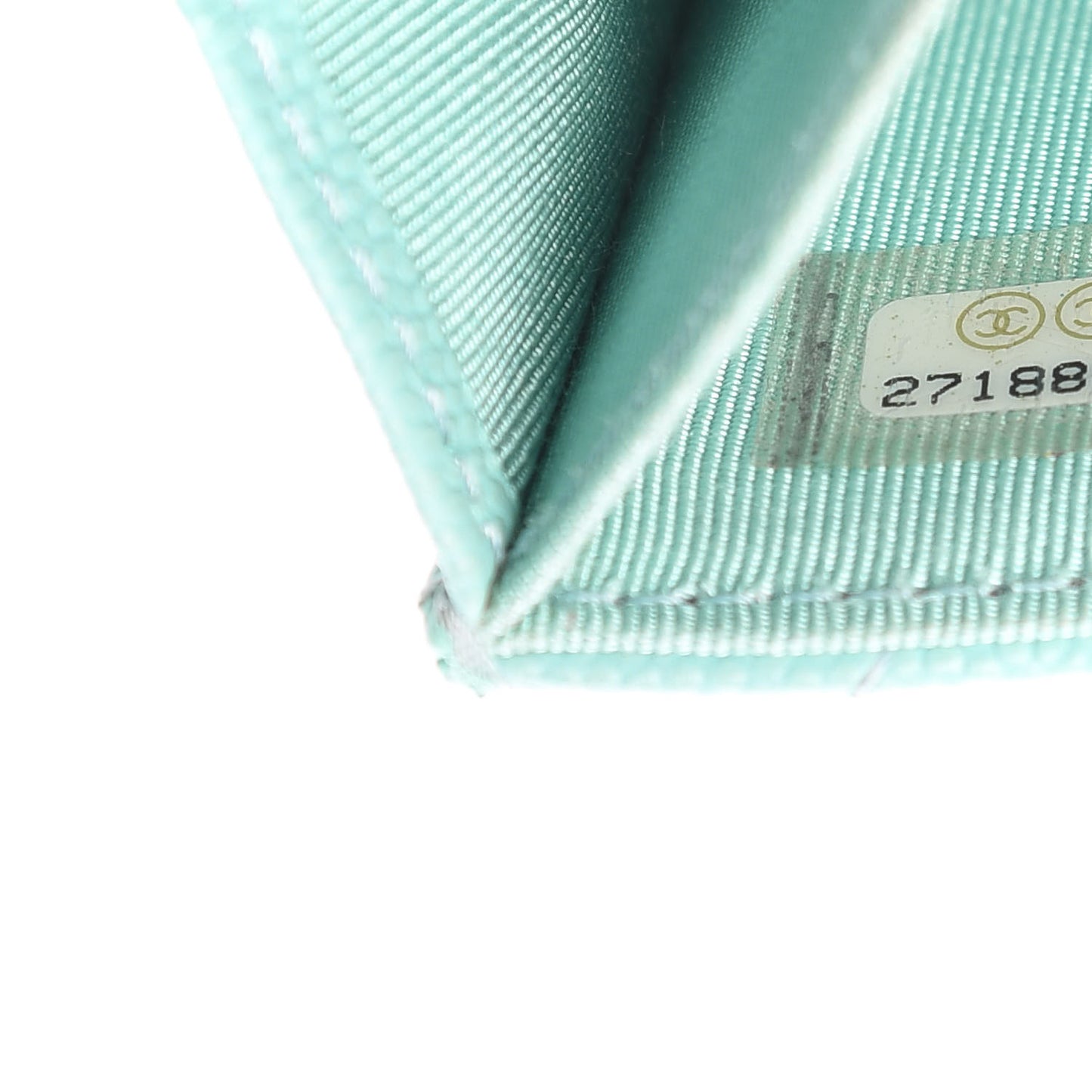 Caviar Quilted Flap Card Holder Wallet Light Blue