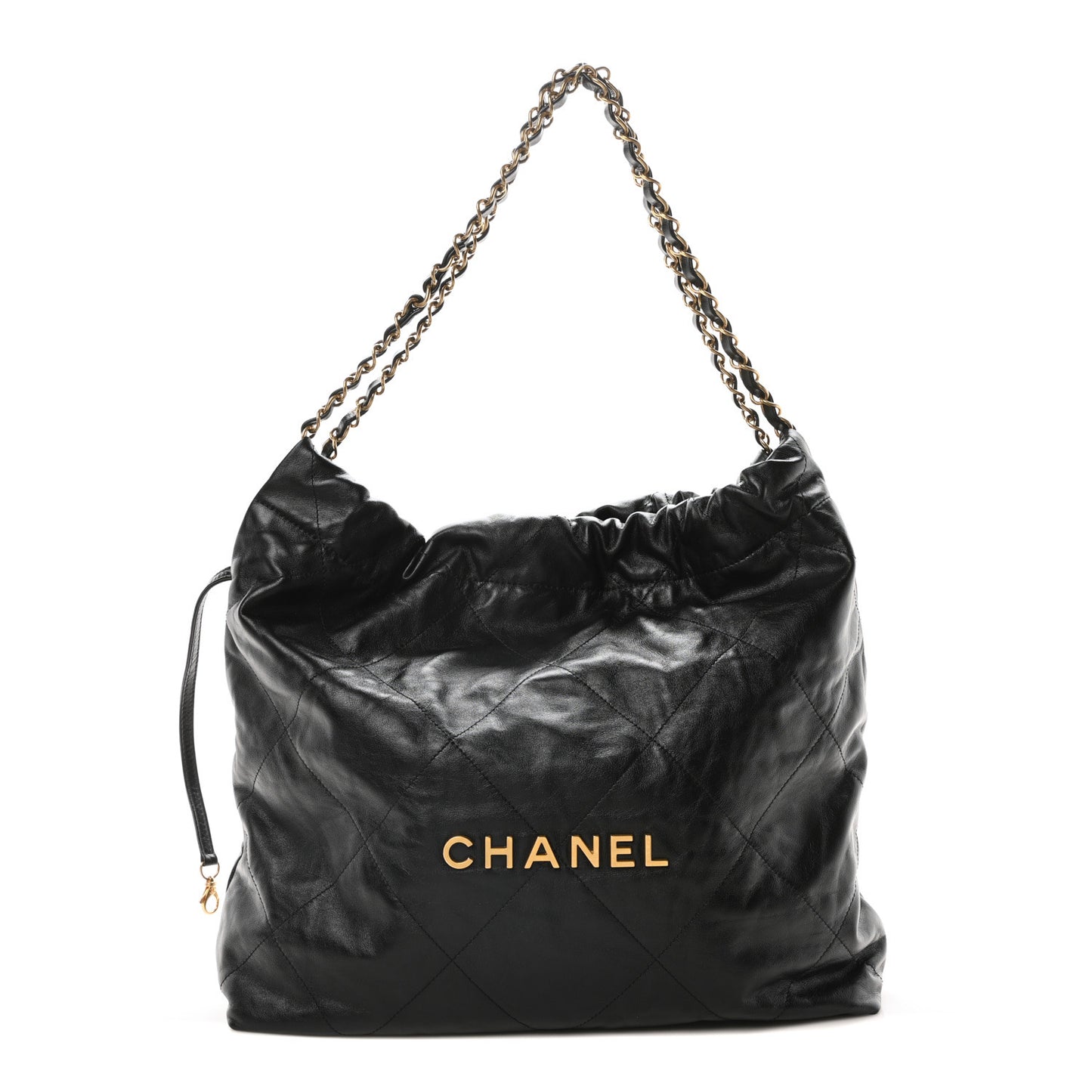 Shiny Calfskin Quilted Chanel 22 Black