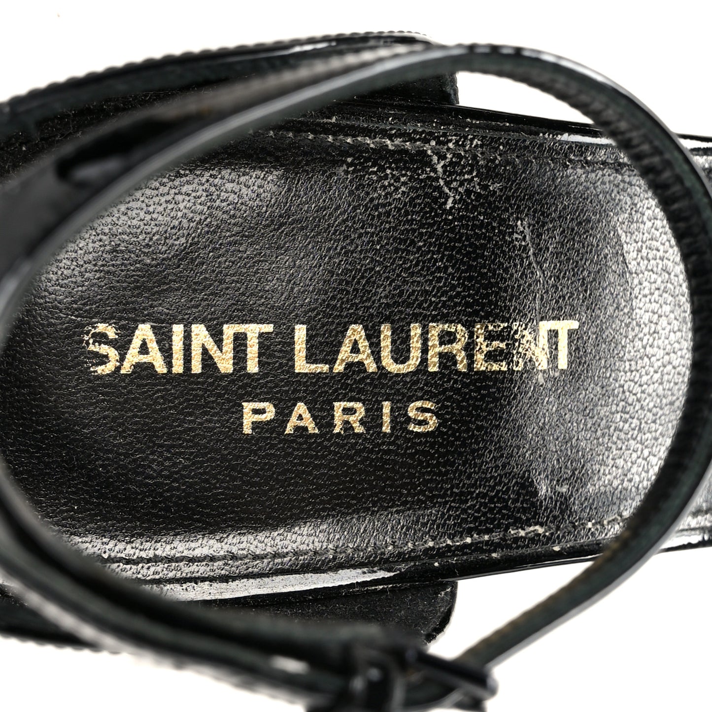 Patent Calfskin Opyum 110 Sandals 40 Black Gold